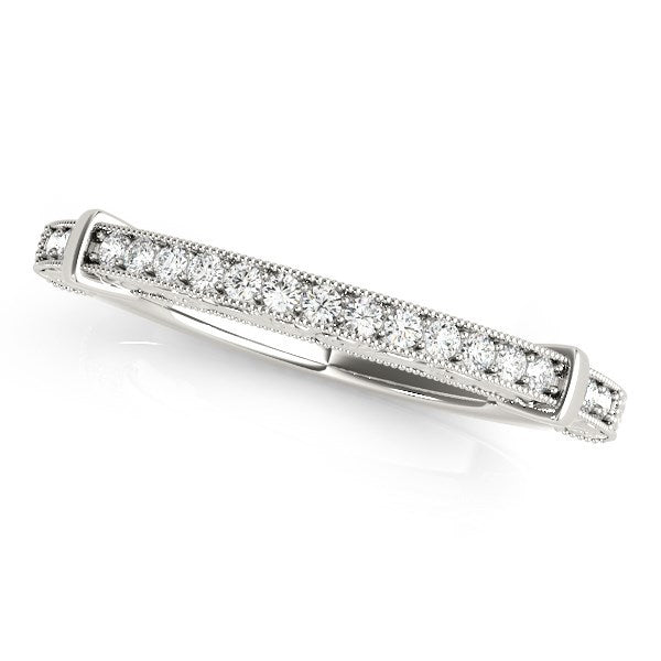 14k White Gold Bead Border Modern Wedding Band (1/8 cttw) Bids.com