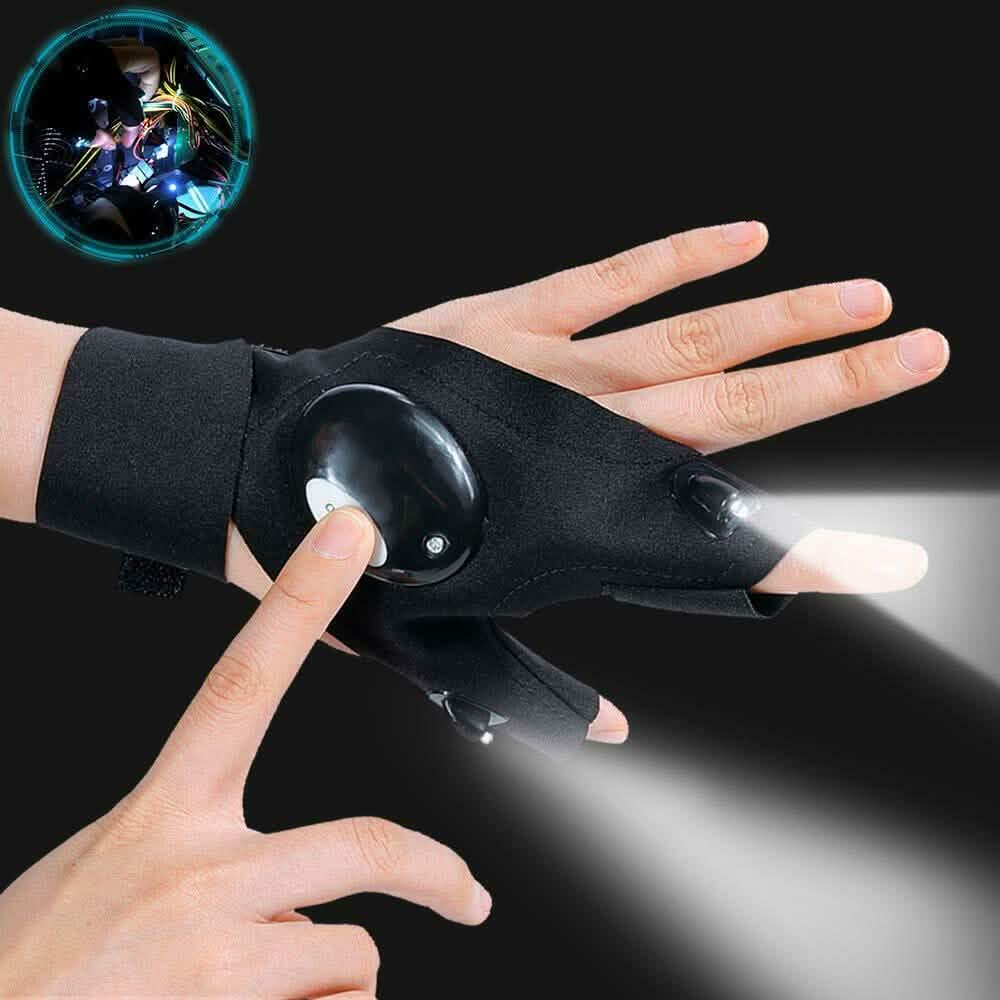 Fingerless LED Flashlight Gloves Auto Repair Fishing Hiking DailySale