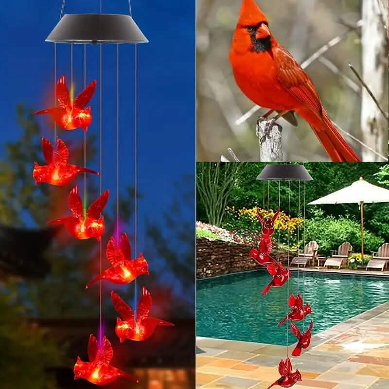 Flaming Bird Wind Chime Solar Lights DailySale