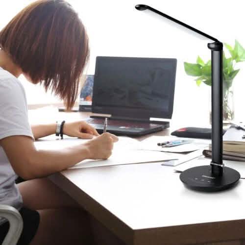 Foldable AC LED Desk Table Lamp Adjustable Touch Reading USB Rechargeable Port DailySale