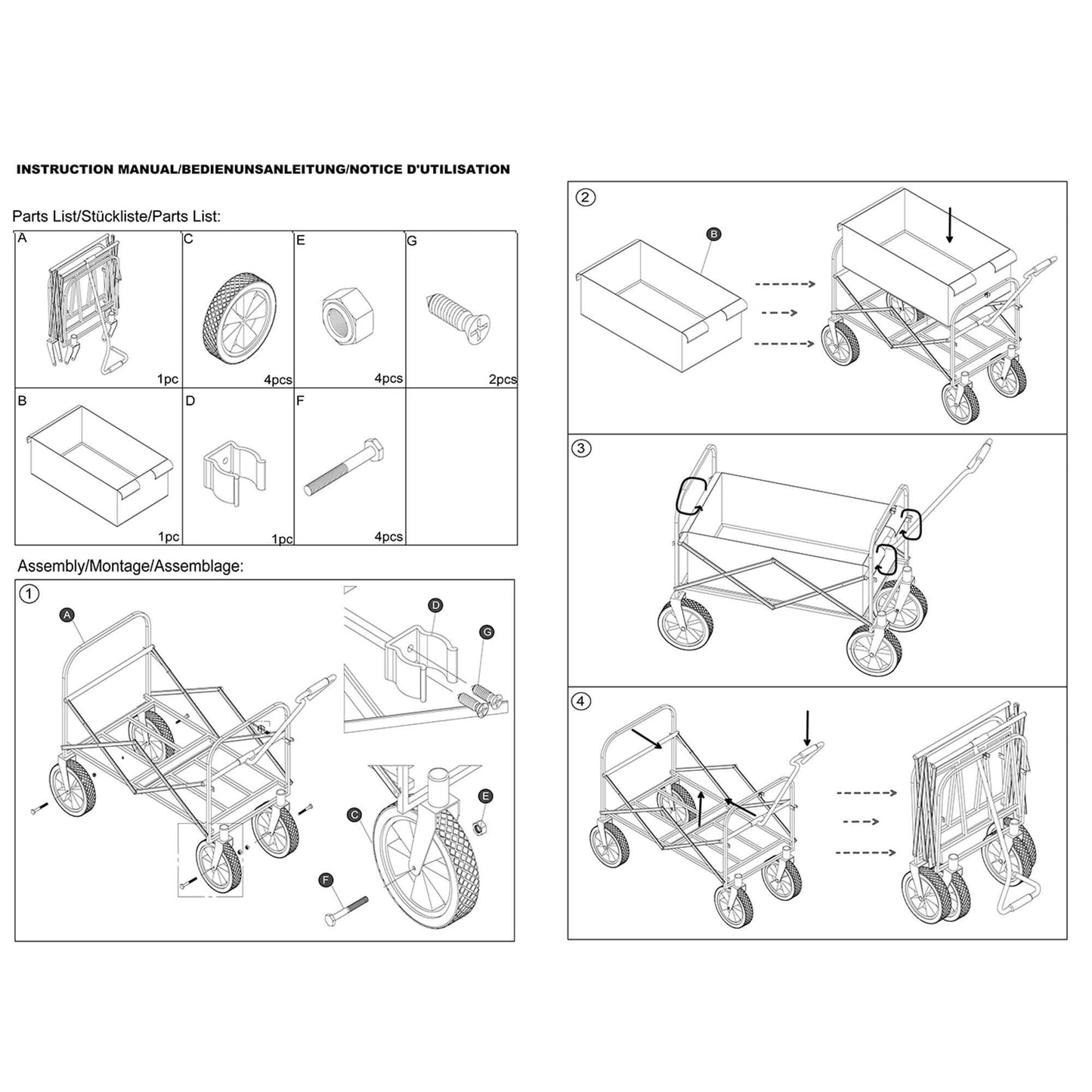 Folding Wagon Garden Shopping Beach Cart DailySale