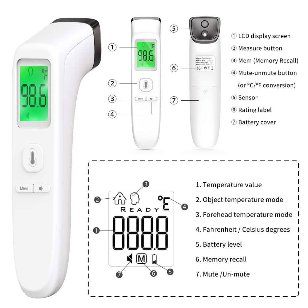 Forehead Thermometer Non-Contact Infrared Thermometer FC-IR200 DailySale