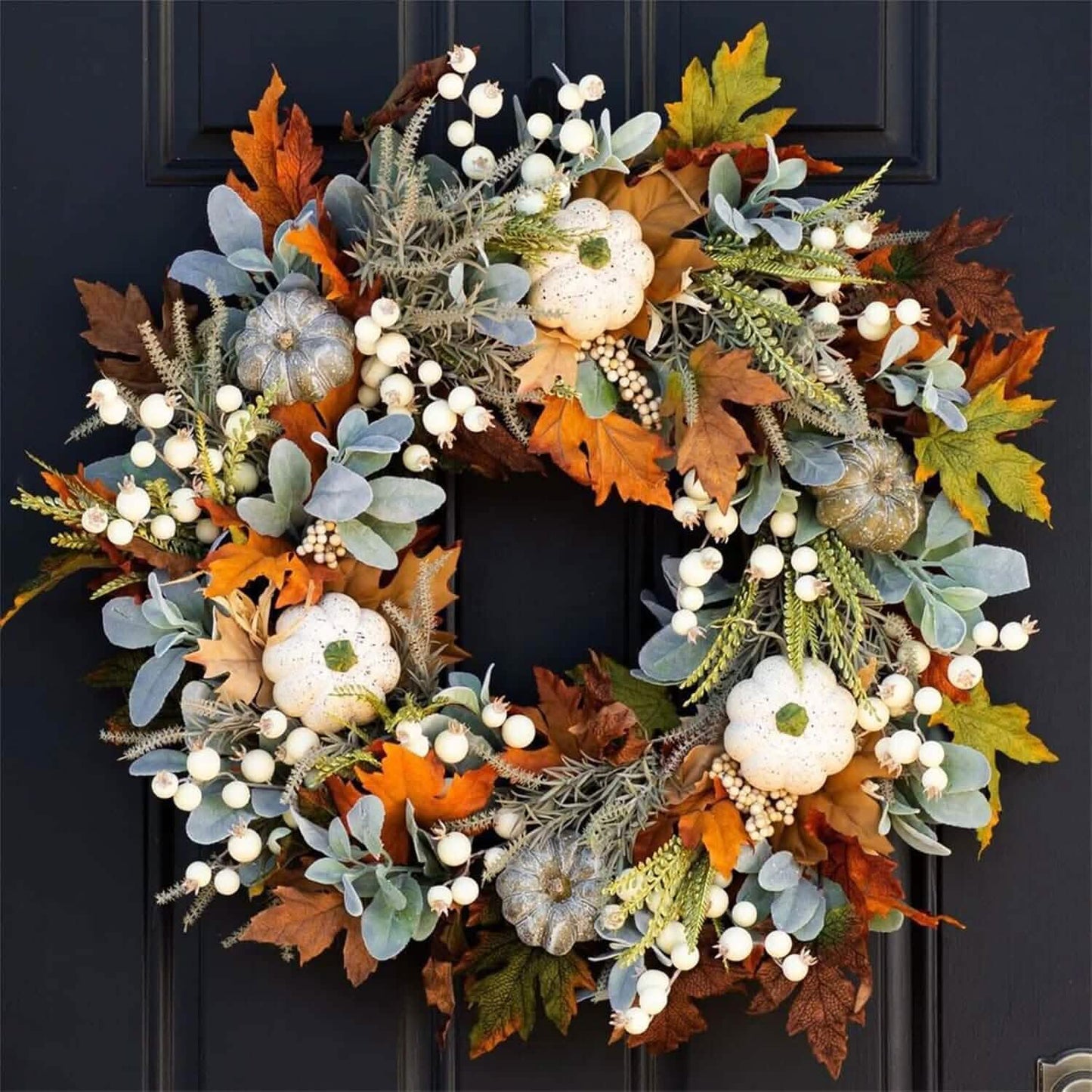 Front Door Autumn Pumpkin Maple Leaves Wreaths DailySale