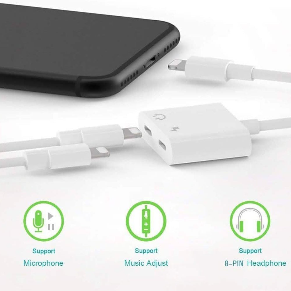 2-in-1 for Lightning Adapter For iPhone 7 8 Plus 10 X DailySale