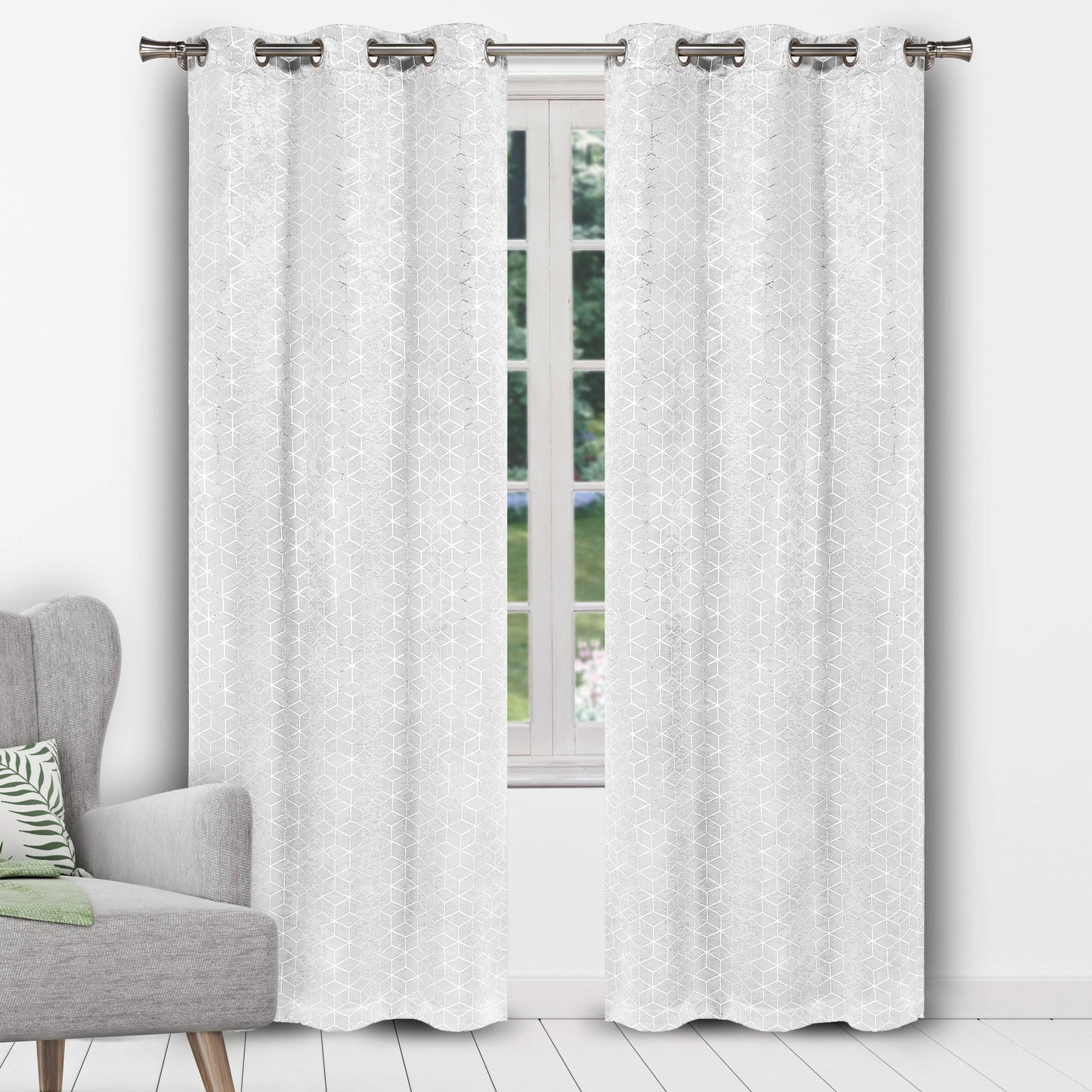 Geometric Pattern Blackout Thermal Window Curtain Pair Panel DailySale