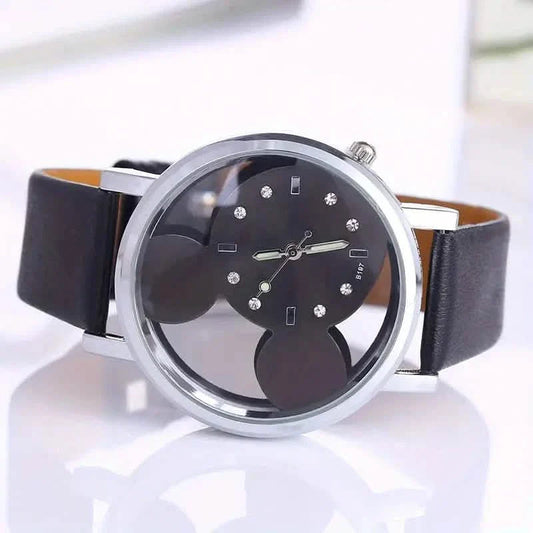 Girls Cute Elegant Hollow Out Mouse Quartz Watch With Faux Leather Band DailySale