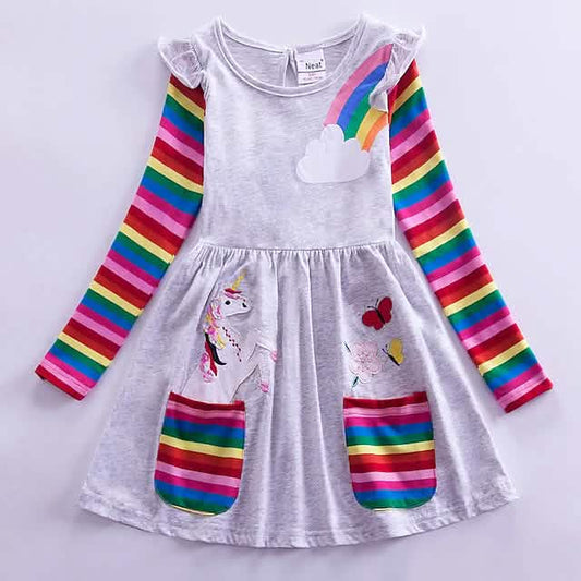 Girls' Unicorn Rainbow Flower Dress DailySale