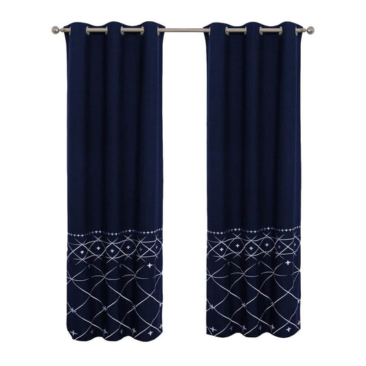 2-Piece Set: Global Indigo Embroidered Window Panel Pair DailySale