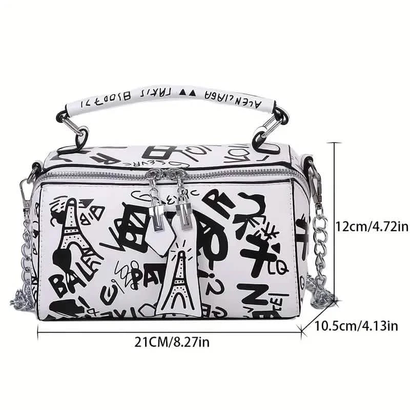 Graffiti Trendy Chain Crossbody Bag for Women DailySale