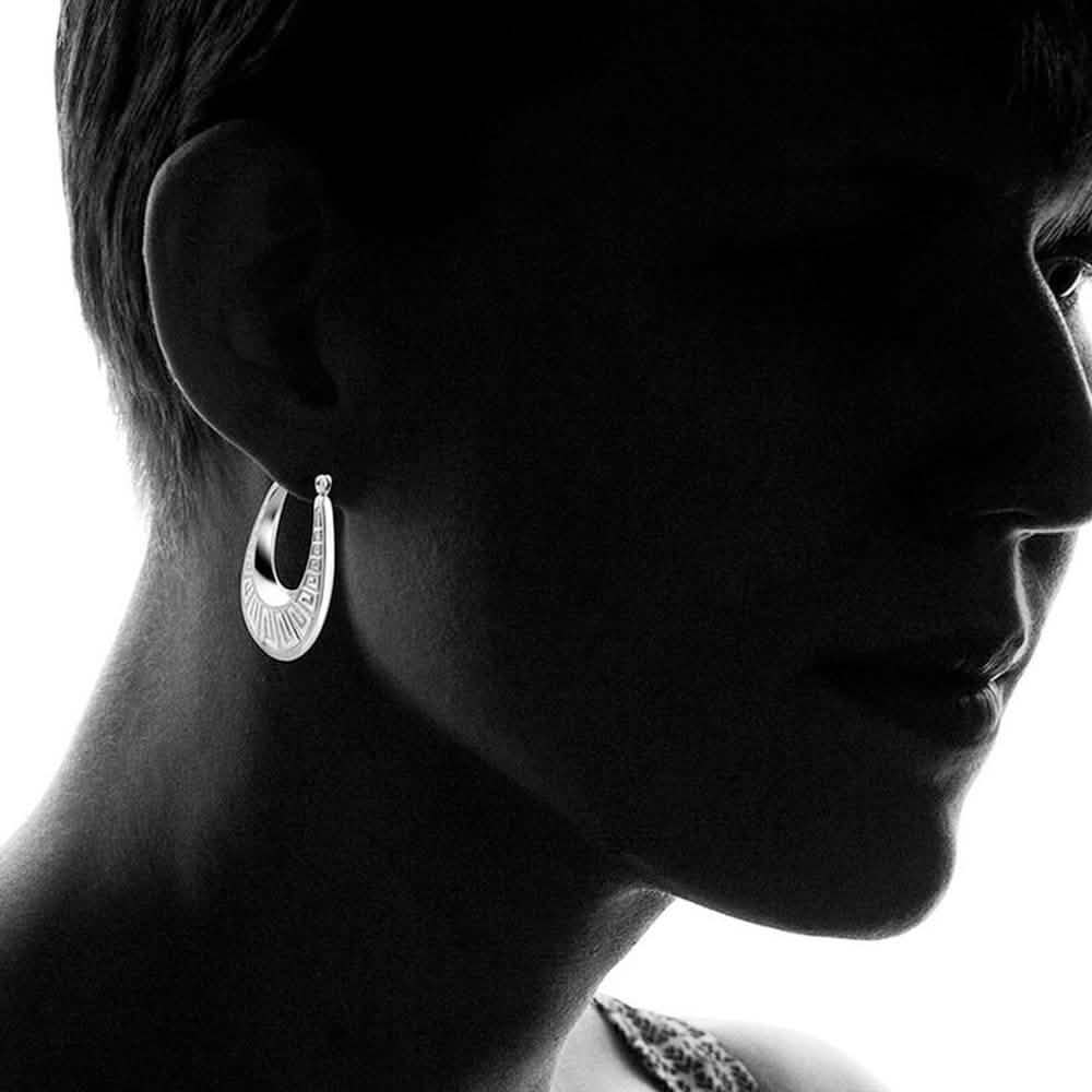 Greek Key Design Oval Hoop Earrings By Paolo Fortelini DailySale