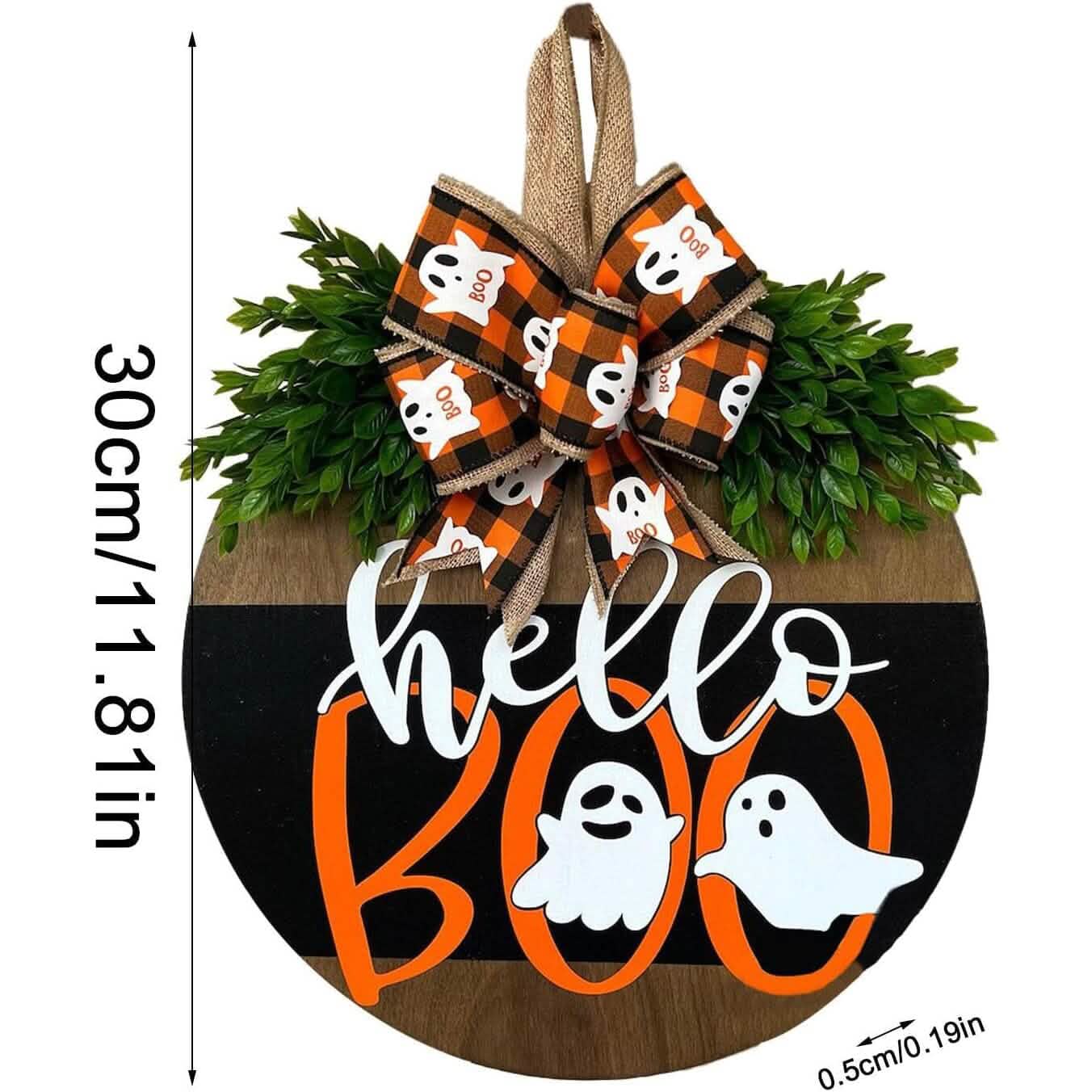 Halloween Round Wooden Board Front Door Decoration Wreath DailySale