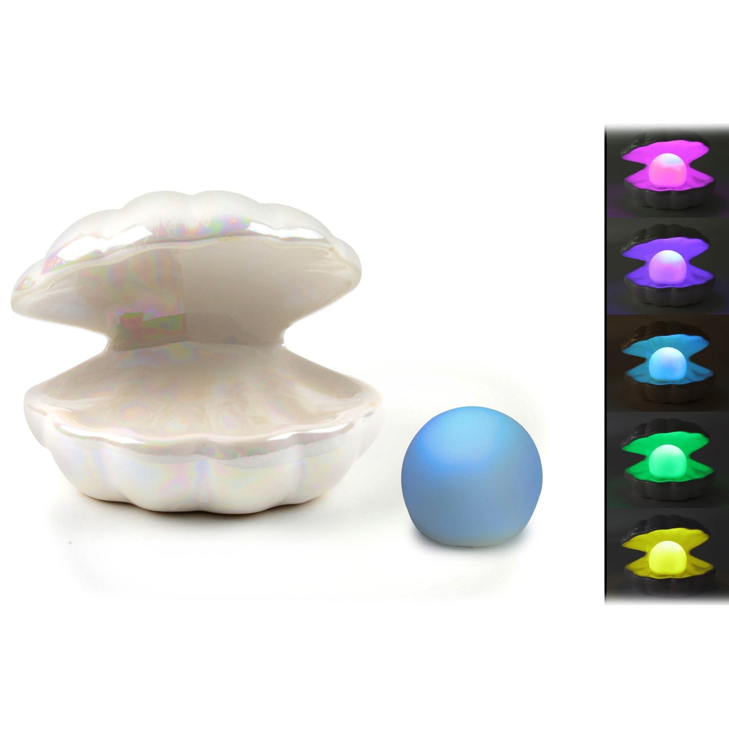 Heart and Haven Pearl in Shell Color-Changing LED Light Ceramic Lamp Decor DailySale