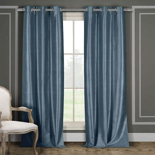 Heavy Faux-Silk Double-Layered Blackout Thermal Panel Pair - Assorted Colors DailySale