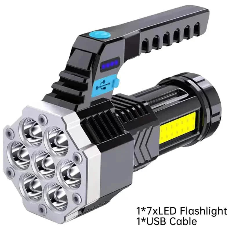 COB 7 LED Handheld Flashlight - Rechargeable, Portable, and Water-Resistant with USB Charging DailySale