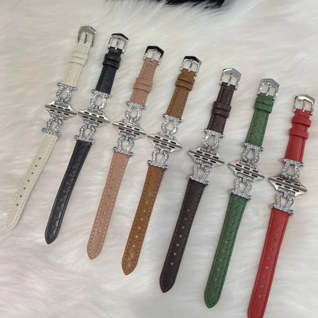 Horseshoe Bling Leather Design for Apple Watch - Wristwatchstraps.co