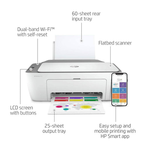 HP DeskJet 2755 All-in-One Inkjet Printer Scanner and Copier (Refurbished) DailySale