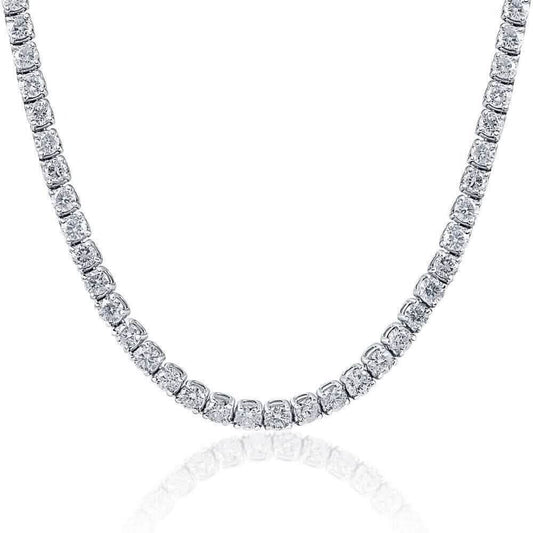 Huge 23 Ct TW Round Cut Natural Diamond Tennis Necklace 14K White Gold 18" DailySale