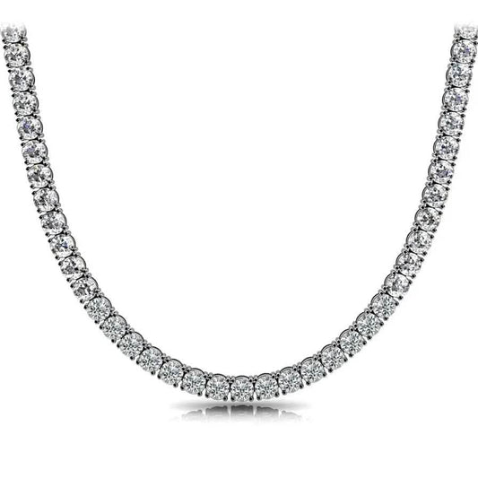 Huge 23 Ct TW Round Cut Natural Diamond Tennis Necklace 14K White Gold 18" DailySale