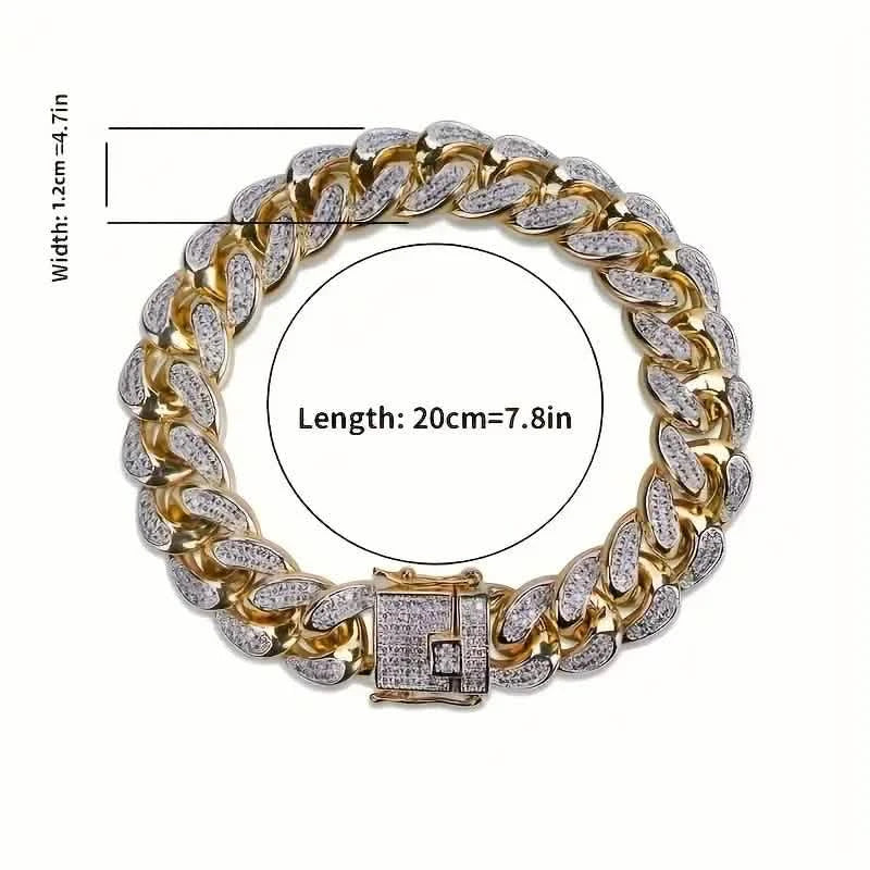 Iced Out Hip Hop Zircon Cuban Chain Bracelet for Men DailySale