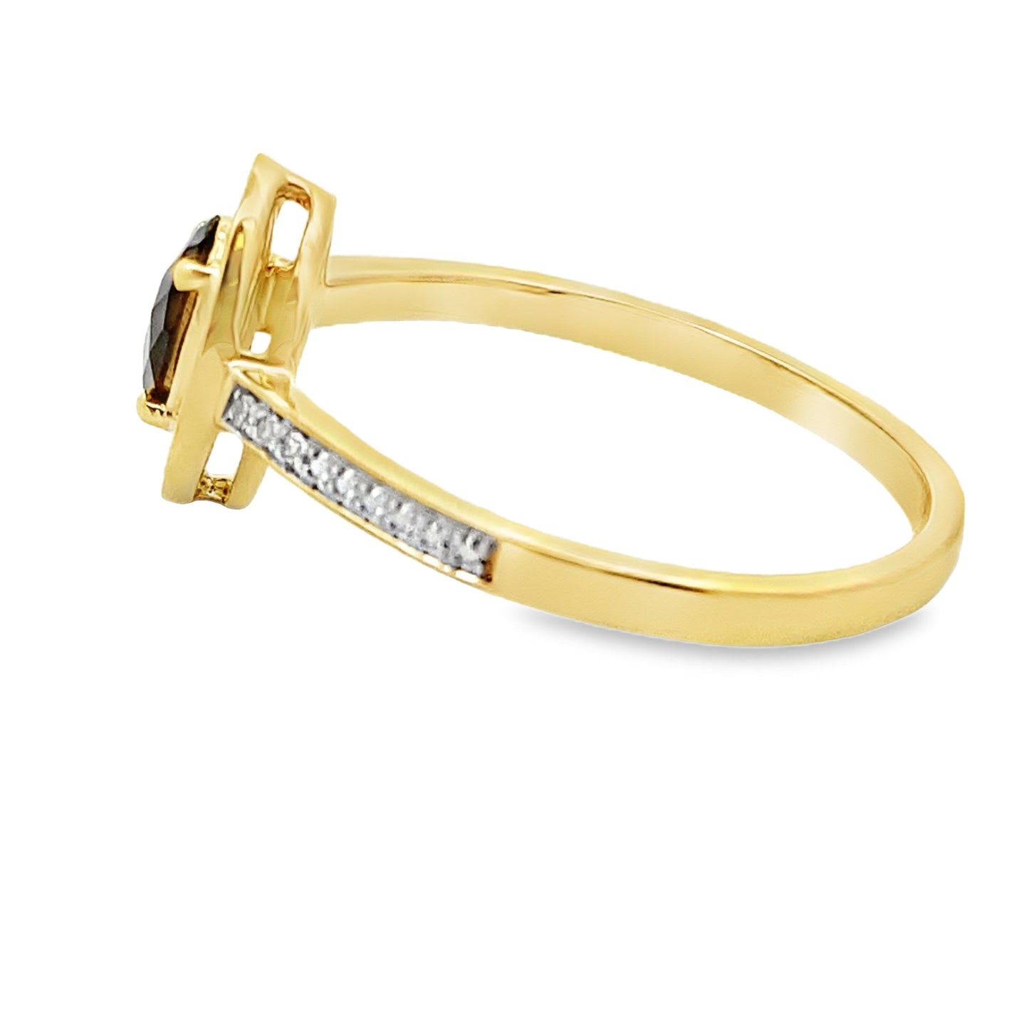 Natural .42ct Quartz Diamond Ring 10KT Yellow Gold Bids.com