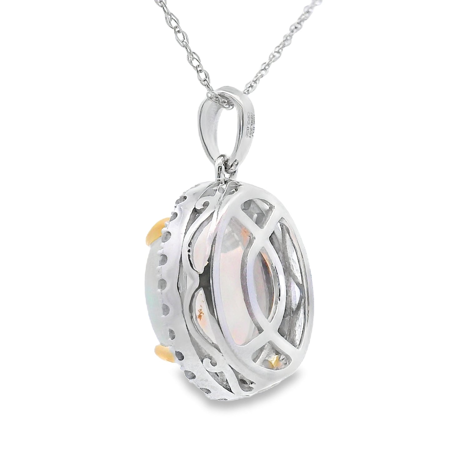 2.39ct Opal Diamond Fashion Pendants 10KT White Gold Bids.com