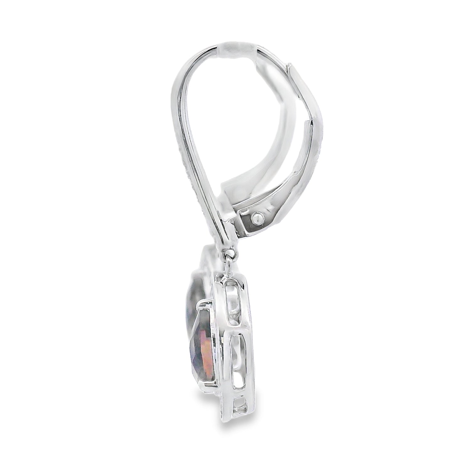 .87ct Quartz Diamond Dangle Earrings 10KT White Gold Bids.com