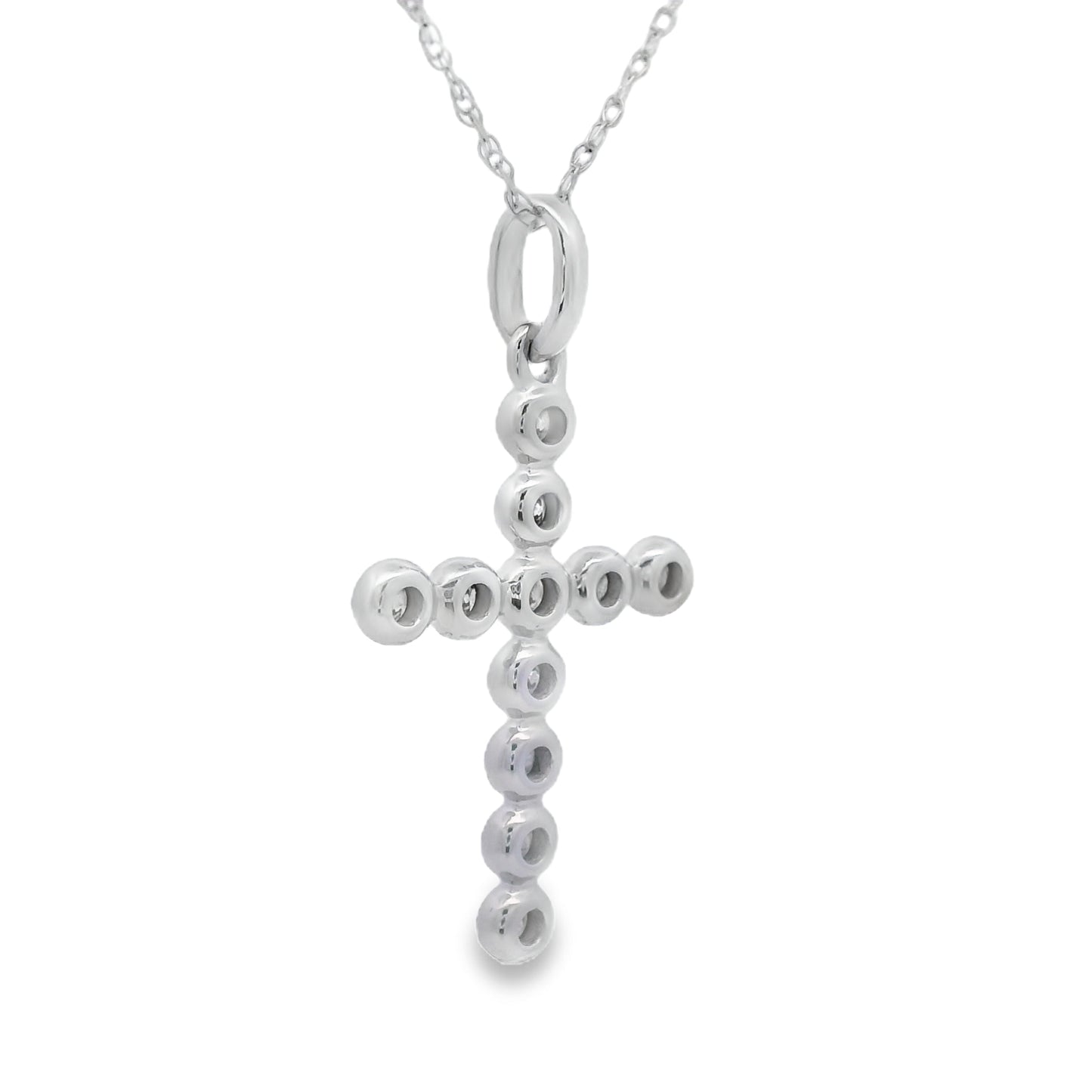 .12ct Diamond Cross Religious Pendant 14KT White Gold Bids.com