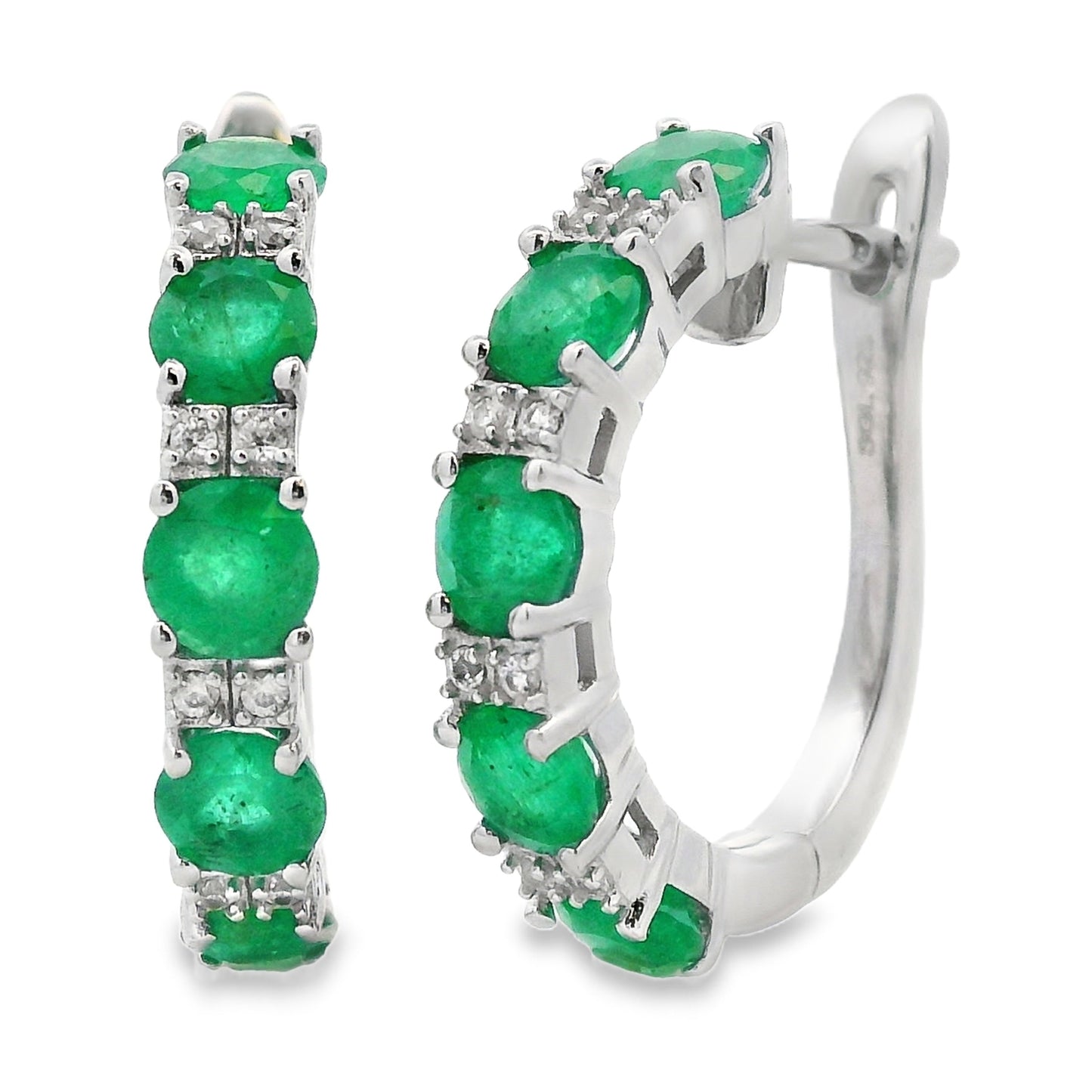 2.92ct Emerald Zircon Hoop Earrings Sterling Silver Bids.com