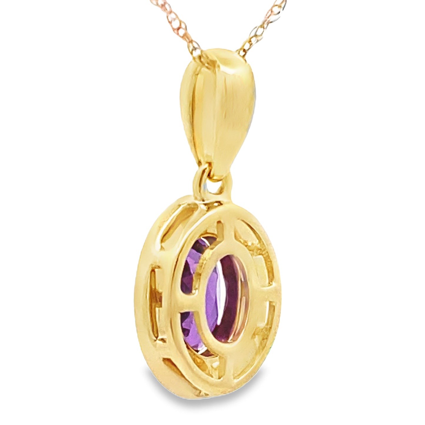 Amethyst Diamond Fashion Pendants 10KT Yellow Gold Bids.com