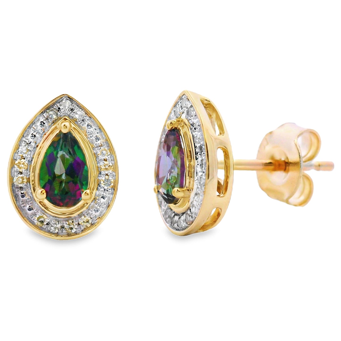.64ct Mystic Fire Topaz Stud Earrings 10KT Yellow Gold Bids.com