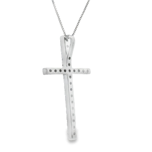 .38ct Diamond Cross Religious Pendant 14KT White Gold Bids.com