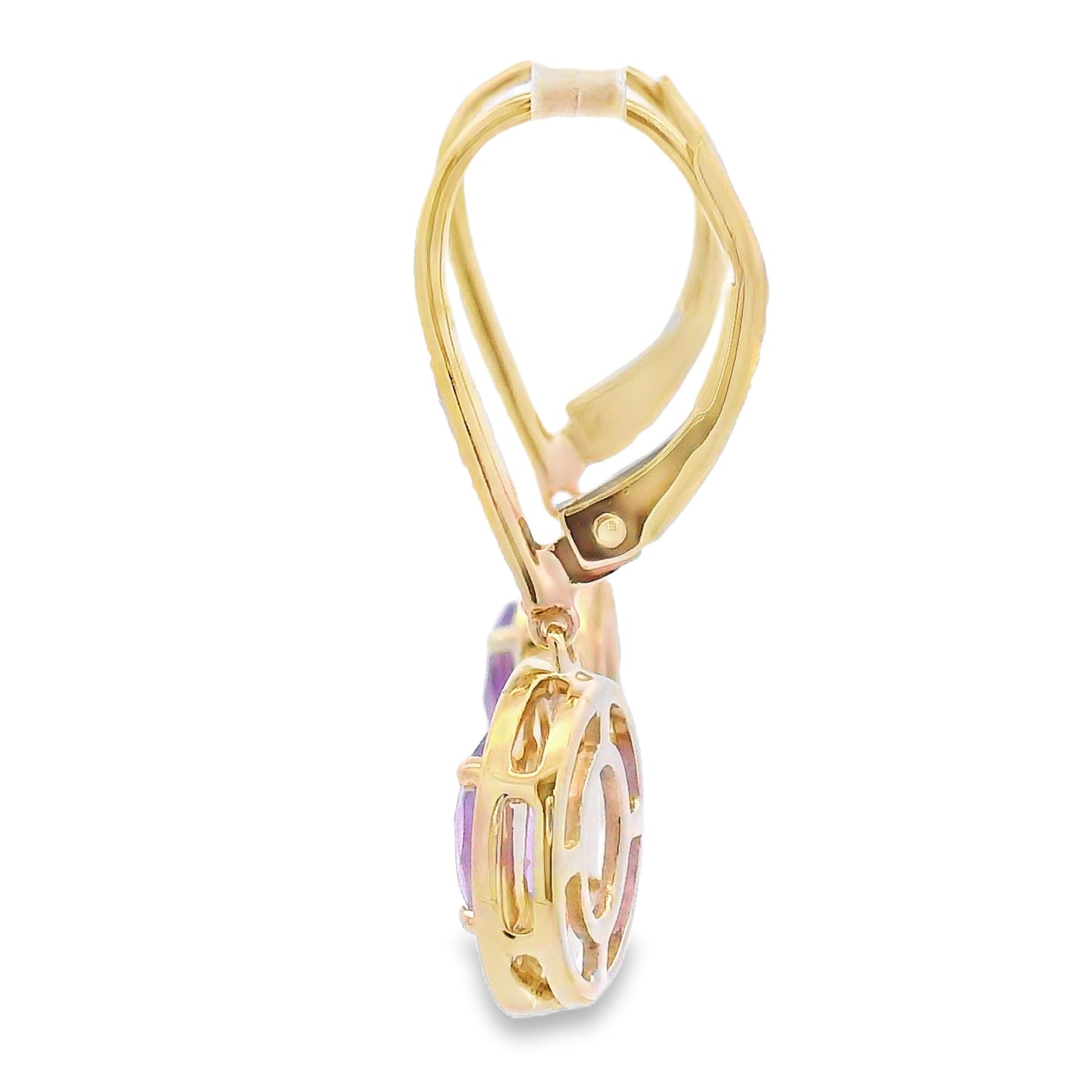 .98ct Amethyst Diamond Dangle Earrings 10KT Yellow Gold Bids.com