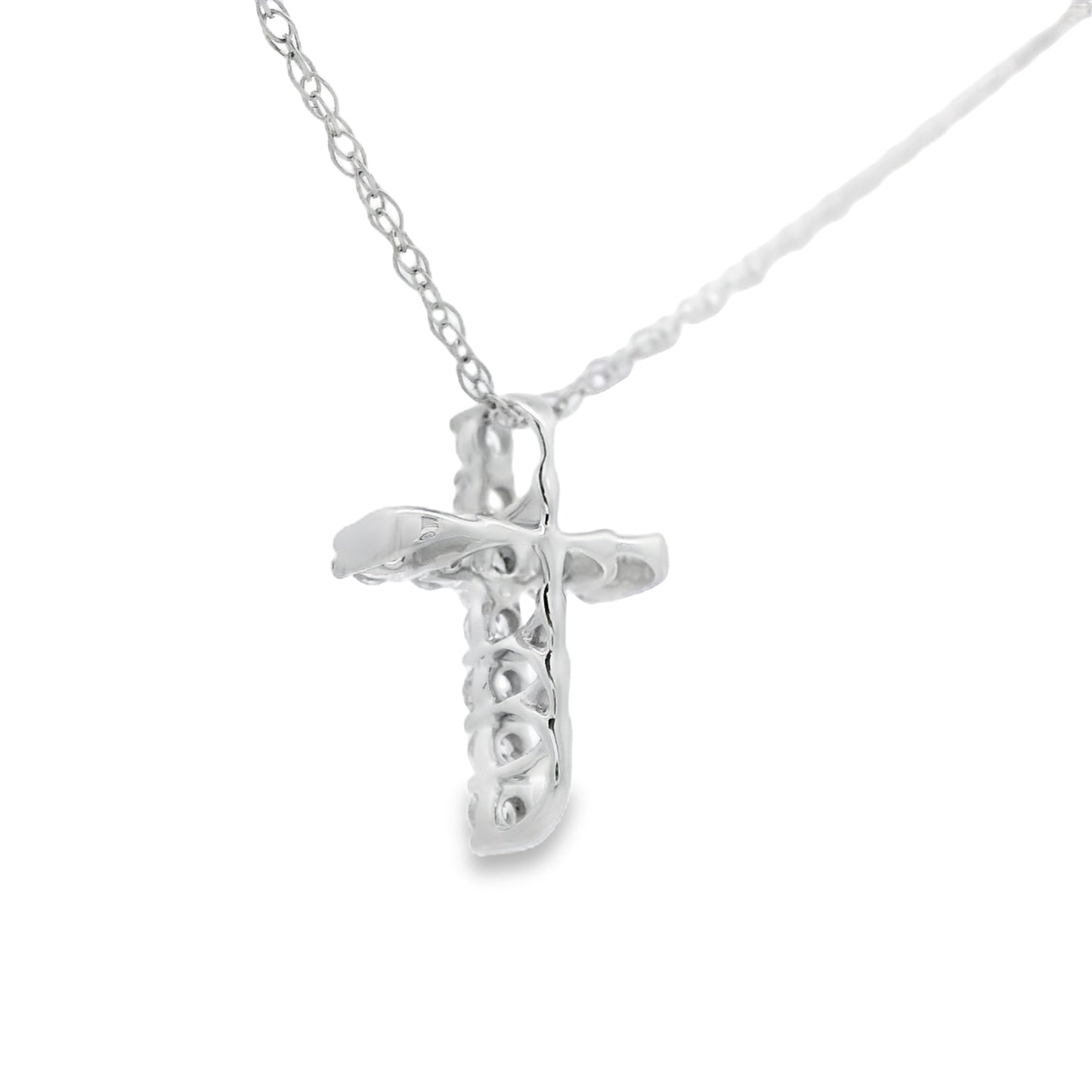.12ct Diamond Cross Religious Pendant 10KT White Gold Bids.com