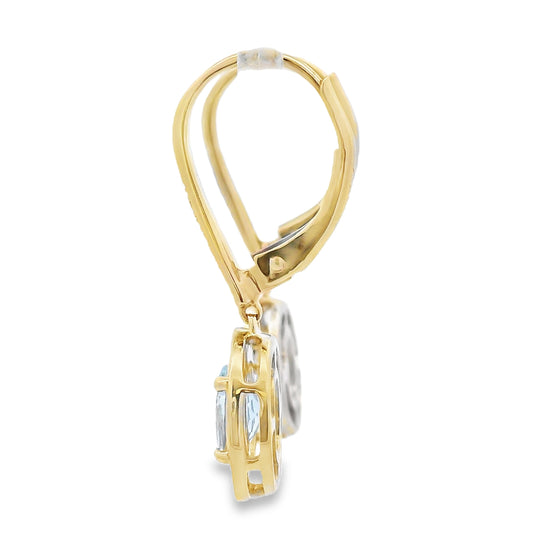 Aquamarine Diamond Dangle Earrings 10KT Yellow Gold Bids.com