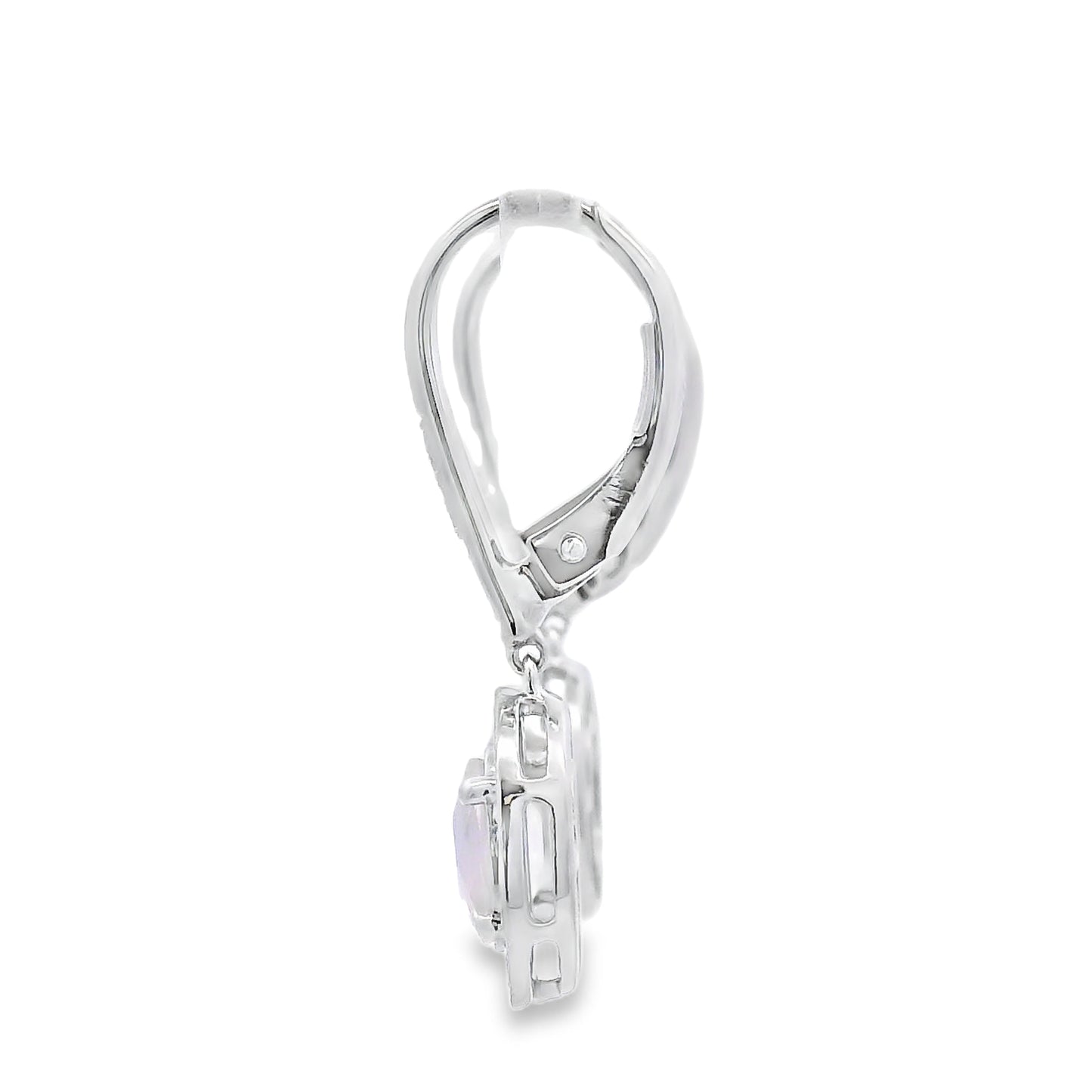 Rose Quartz Diamond Dangle Earrings 10KT White Gold Bids.com