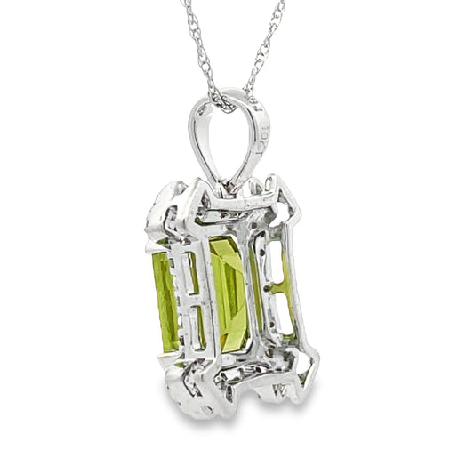1.87ct Peridot Diamond Fashion Pendants 10KT White Gold Bids.com