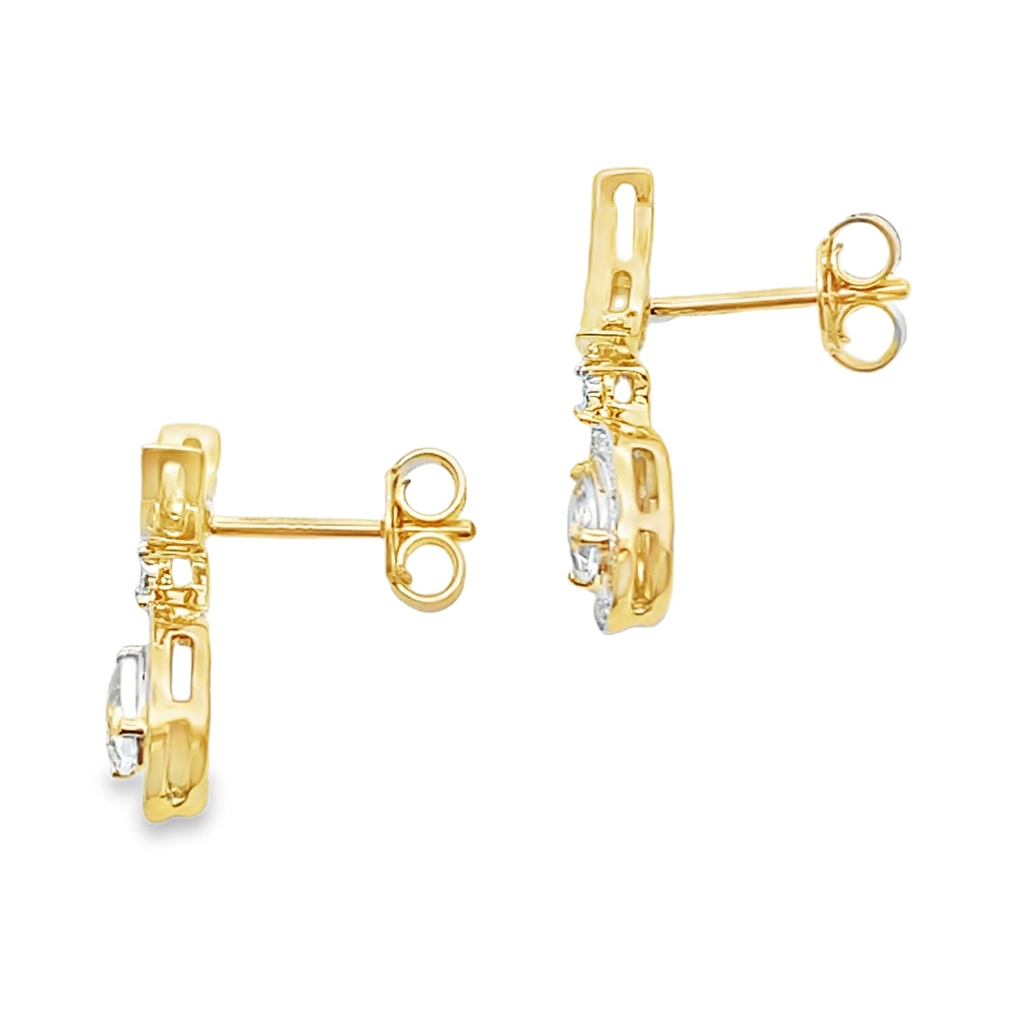 Aquamarine Diamond Dangle Earrings 10KT Yellow Gold Bids.com