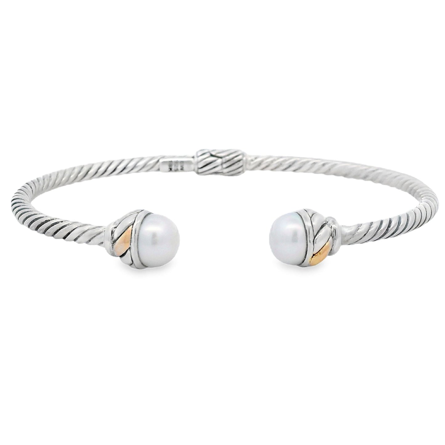 Pearl Bangle Bracelet Sterling Silver 18KT Gold Bids.com