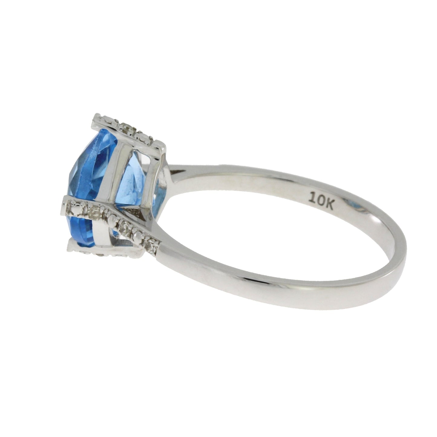 Natural 1.20ct Blue Topaz Diamond Ring 10KT White Gold Bids.com