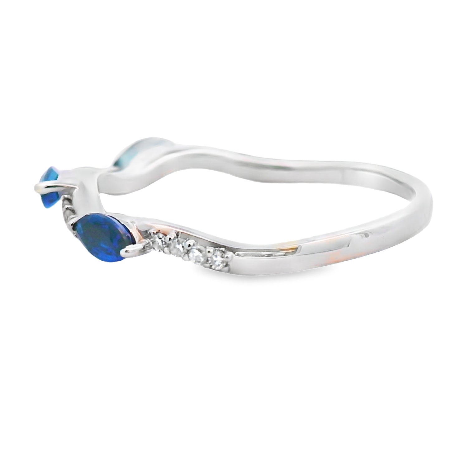 Sapphire Diamond stackable band set 14KT White Gold Bids.com