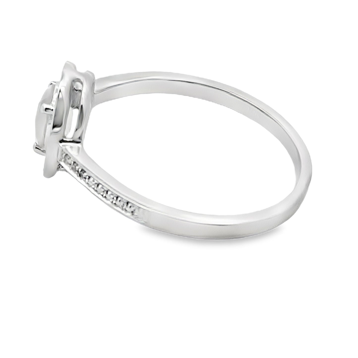Natural .44ct Rose Quartz Diamond Ring 10KT White Gold Bids.com