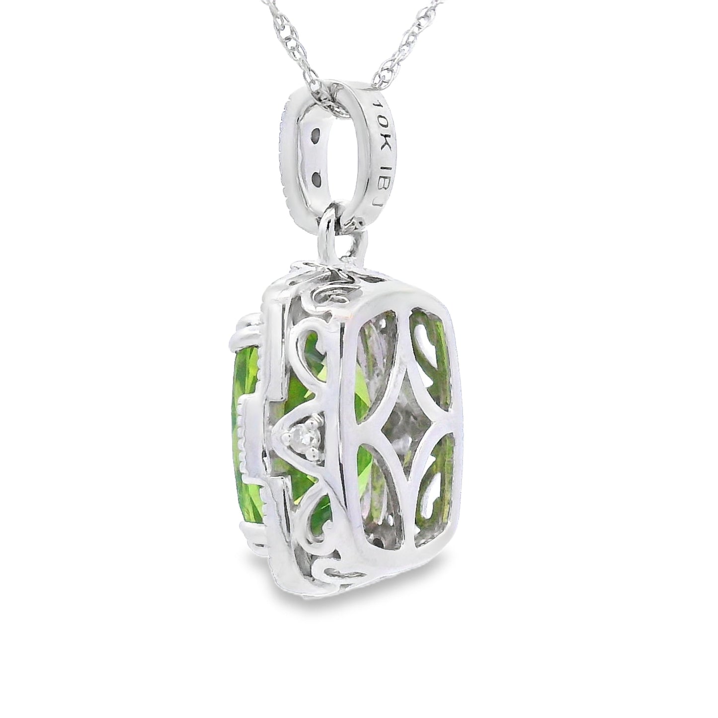 2.03ct Peridot Diamond Fashion Pendants 10KT White Gold Bids.com