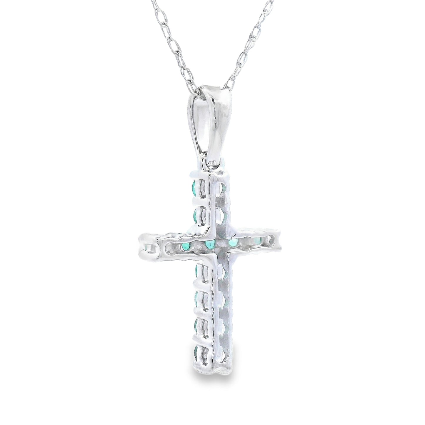 .20ct Emerald Cross Religious Pendant 14KT White Gold Bids.com