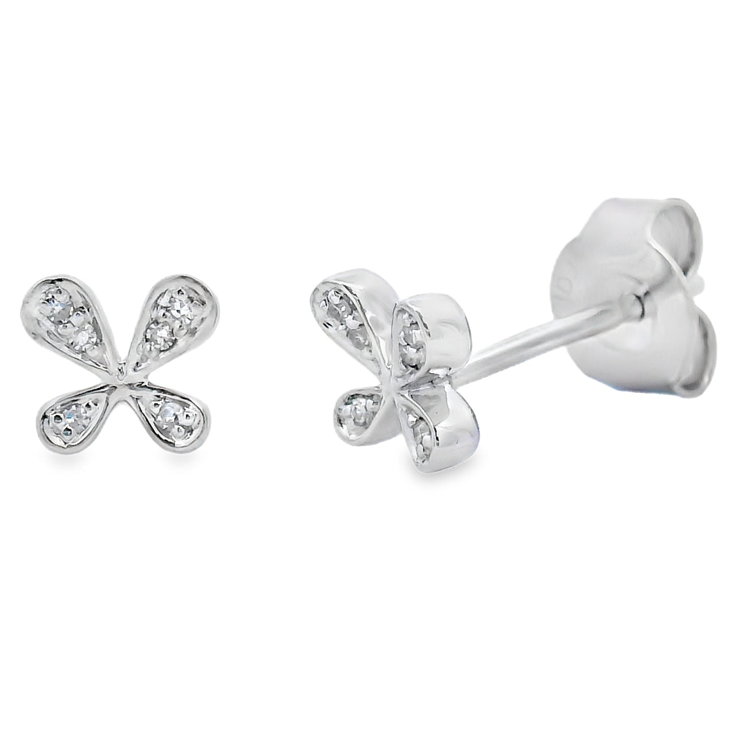 Natural .03ct Diamond Earrings 10KT White Gold Bids.com