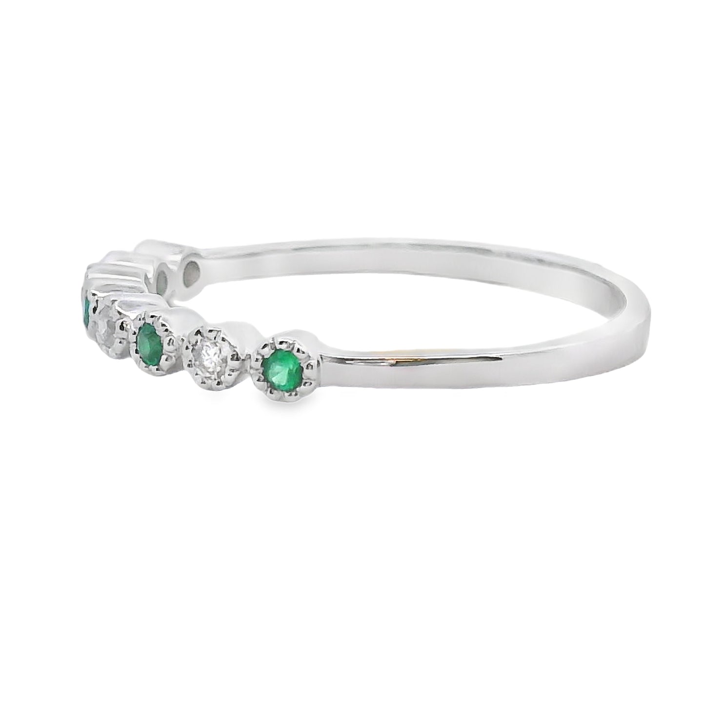 Emerald Diamond stackable band set 14KT White Gold Bids.com