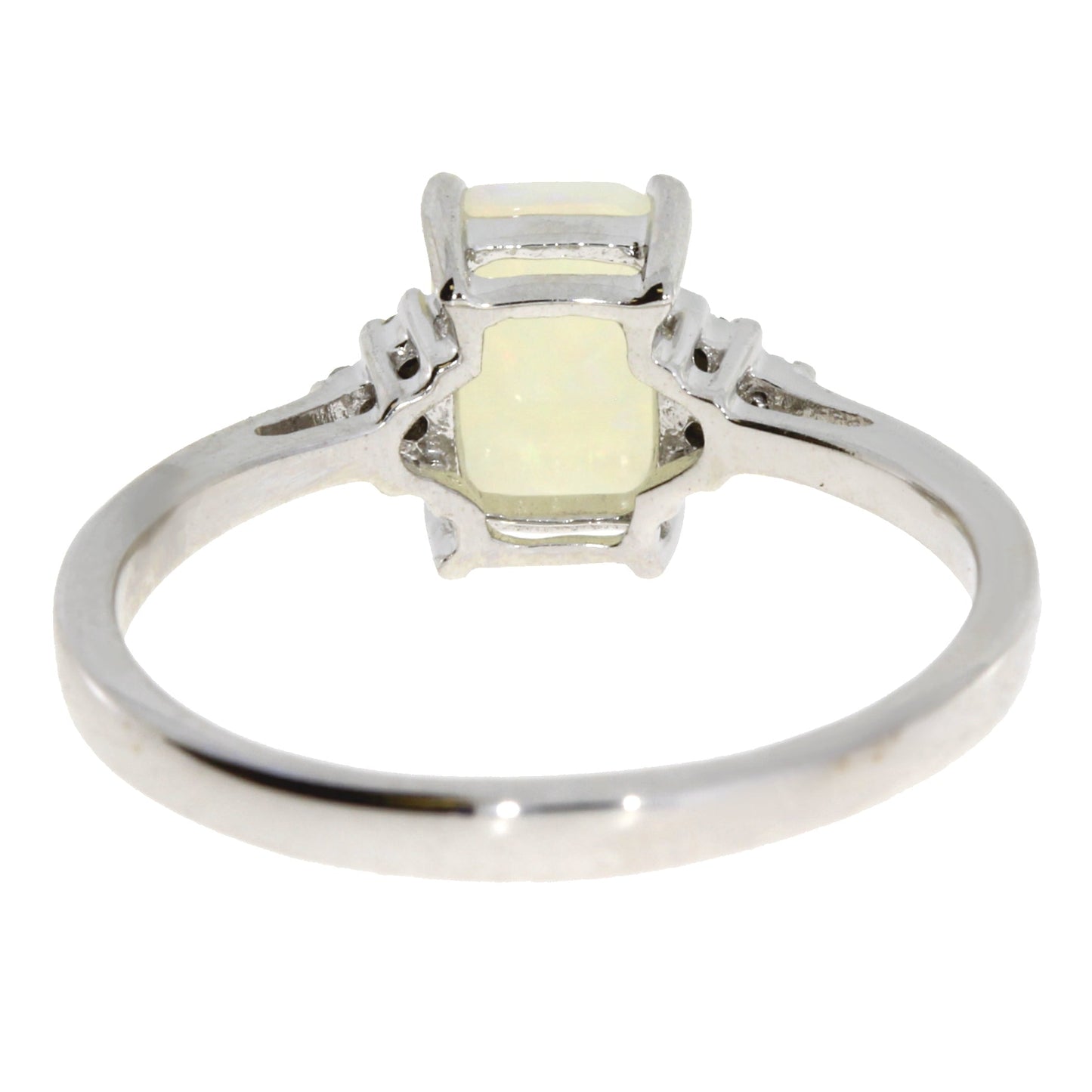 Genuine .02ct Opal Diamond Ring 10KT White Gold Bids.com