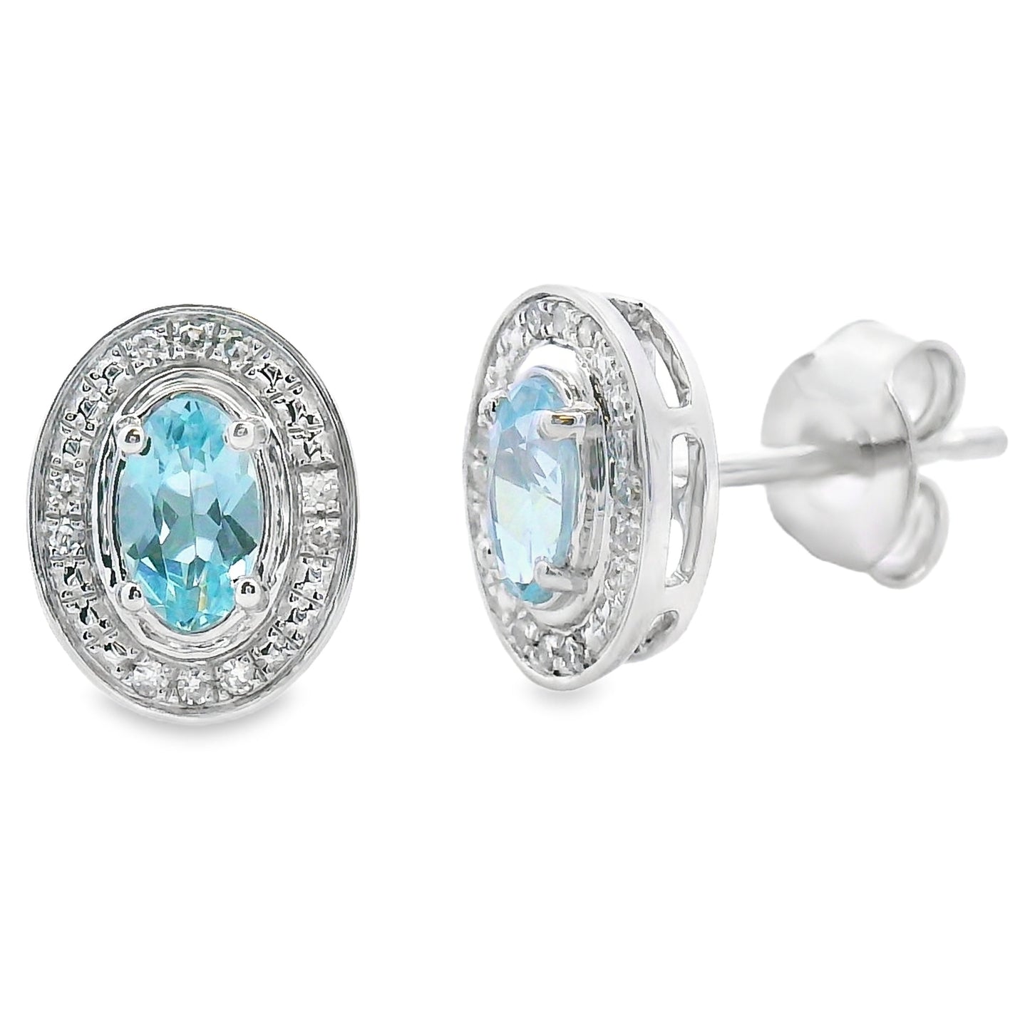 .46ct Aquamarine Diamond Earrings 10KT White Gold Bids.com