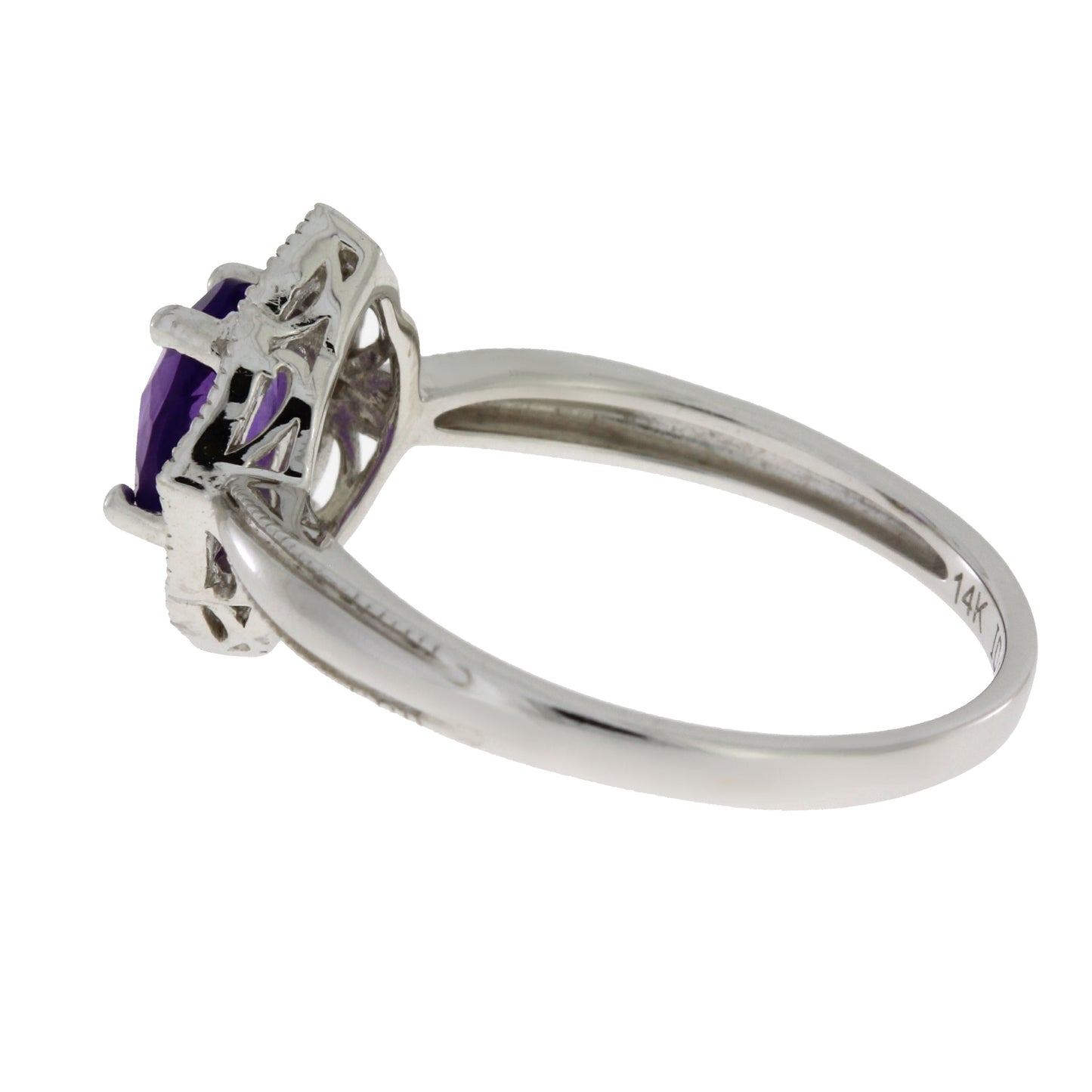 Natural 1.06ct Amethyst Diamond Ring 14KT White Gold Bids.com