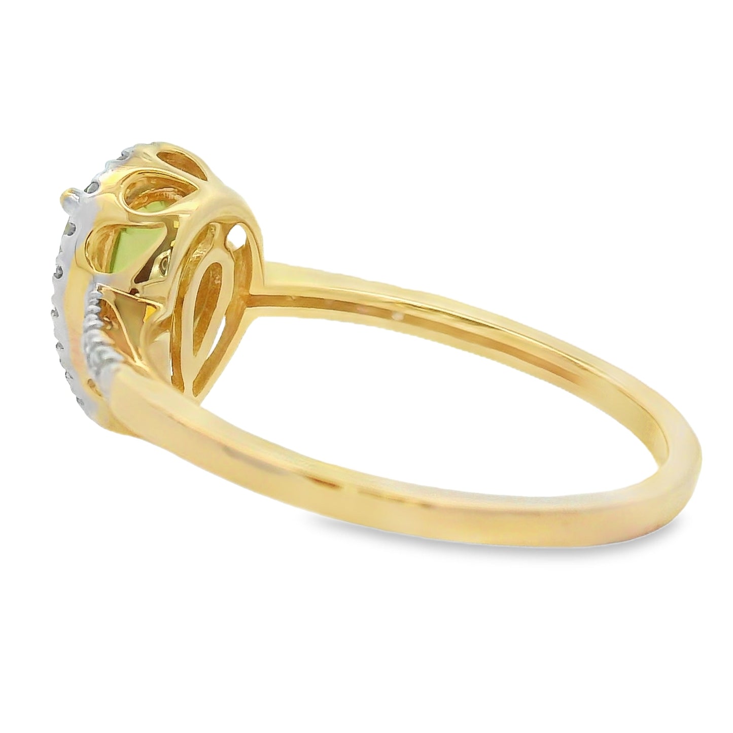 Natural 1.10ct Peridot Diamond Ring 14KT Yellow Gold Bids.com