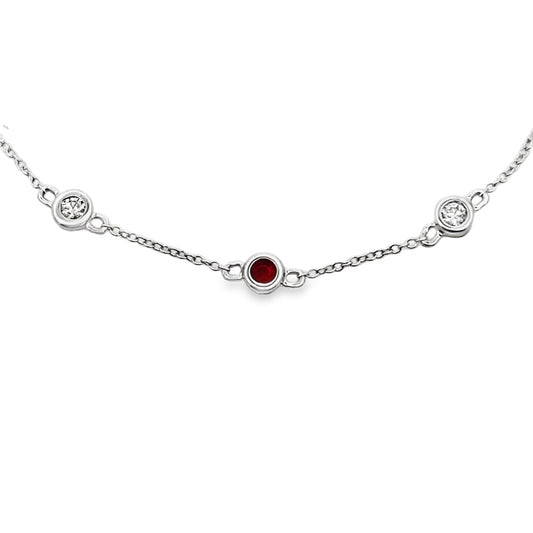 Natural .25ct Ruby Diamond Bracelet 14KT White Gold Bids.com